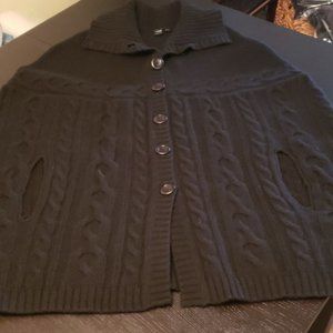 ICONE From SIMONS Black Wool Cable Knit Cape